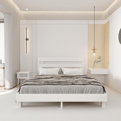 Natura New Model Beyaz Renk Çam Ahşap Karyola Ve İki Komodin Set 90x200 cm