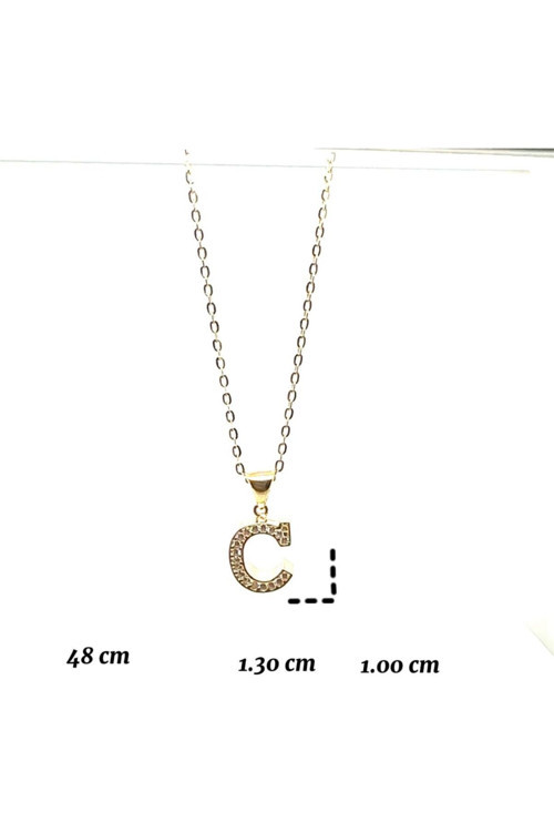 'C'HARF TAŞLI 14 AYAR ALTIN KOLYE