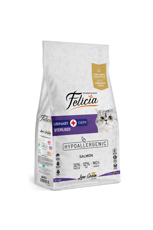 12 Kg Sterilised Somonlu Az Tahıllı Hypoallergenic Kedi Maması