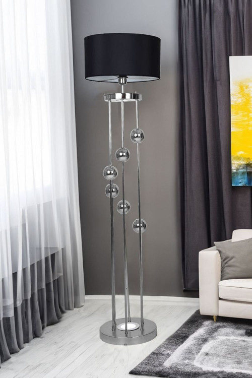 Aura Krom Kaplama Spotlu Metal Lambader Siyah – Premium Dekoratif Lambader