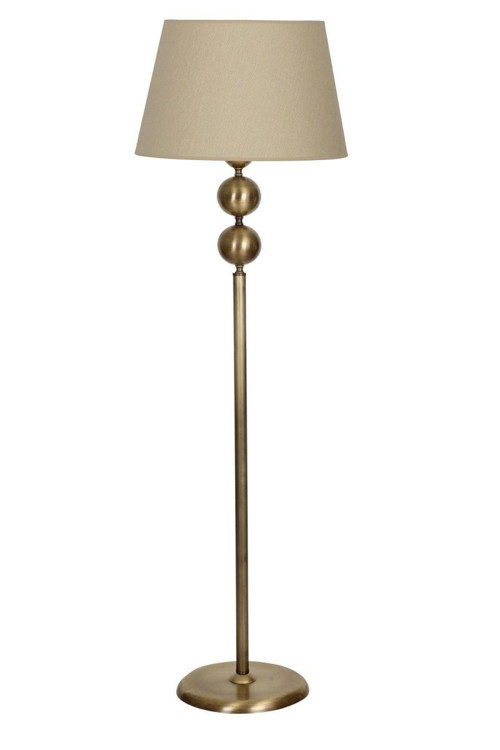 Eskitme Mat Gold 2 Top Metal Lambader – Konik Bej Şapkalı Premium Salon Aydınlatması
