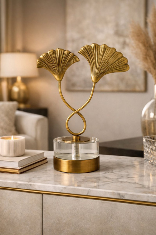 Lucento Gold Dekoratif Masa Objesi – Metal & Cam Salon, Ofis ve Konsol Dekoru