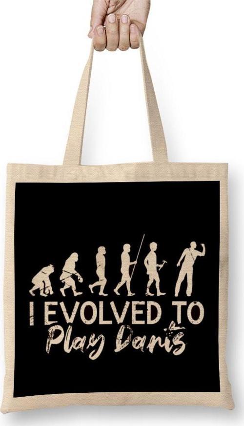 Evolved To Play Darts Dartist Dart Player Team Throwing Bez Çanta Uzun Saplı