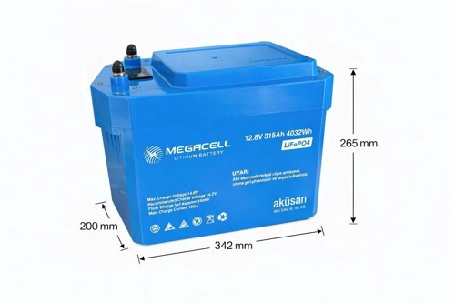 12.8V 315AH Lifepo4 Lityum Demir Fosfat Akü (Abs/bluetoothlu)