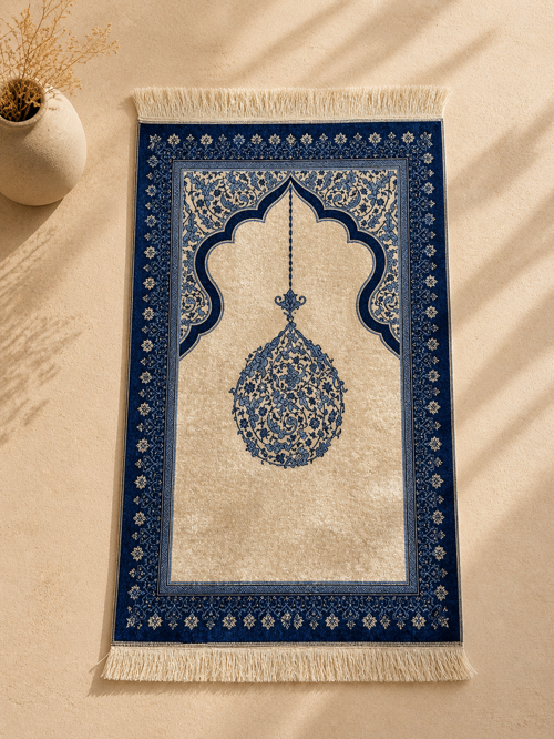 Çantalı Fermuarlı Mihrap Desenli Lacivert Seccade CL001