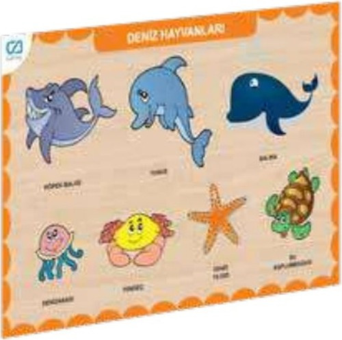 Ahşap Deniz Hayvanları Eğitici Set Sök Tak Puzzle