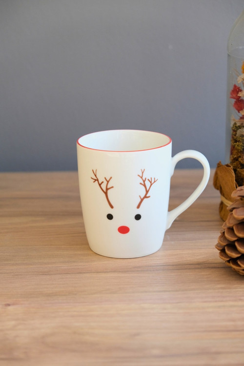 Porselen Ren Geyiği Kulplu Mug Kupa 220 ml