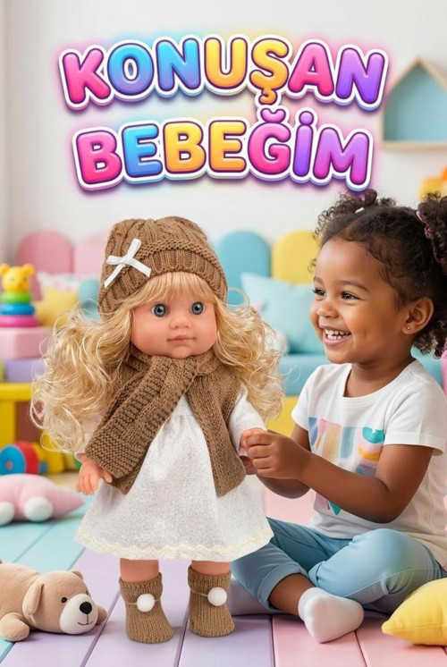 Lucia Girl Konuşan 35 cm - Etkileşimli Kolları Bacakları ve Kafası Et Kutulu Atkılı Oyuncak Bebek