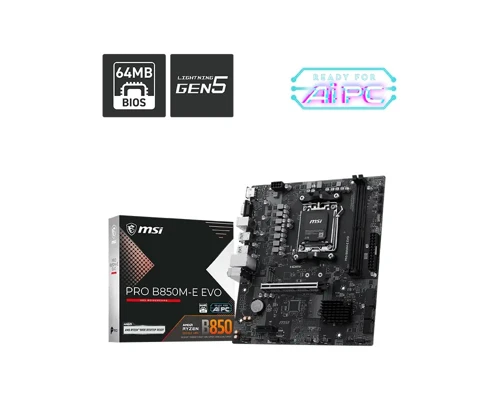 PRO B850M-E EVO DDR5 AMD AM5 Soket DDR5 8200+(OC)MHz mATX Gaming (Oyuncu) Anakart