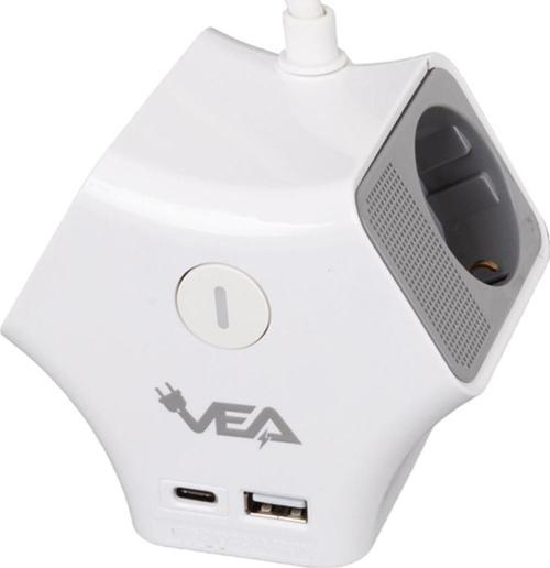 2 Adet Usb 1 Adet Type-C Girişli 3680 Watt 16 Amper 1.5 Metre Kablolu Anahtarlı Çoklu Priz Golyat Fiş