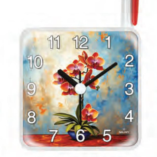Mıknastıslı Nostaljik Saksıdaki Çiçek Eskitme Desenli Buzdolabı Saati Kare 10 x 10 cm