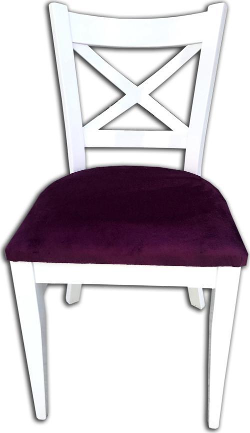 Sandalye 12425 ÇAPRAZ model Kayın RETRO Ayak Babyface kumaş Döşem Beyaz El yapım