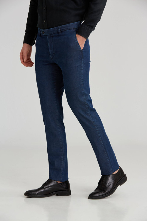İndigo Pamuk Denim Cepli Jean Pantolon