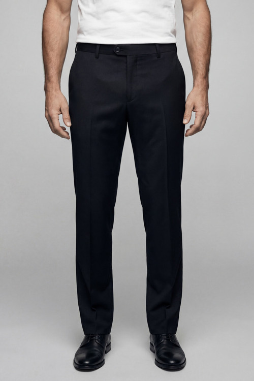 Siyah Klasik Flanel Pantolon