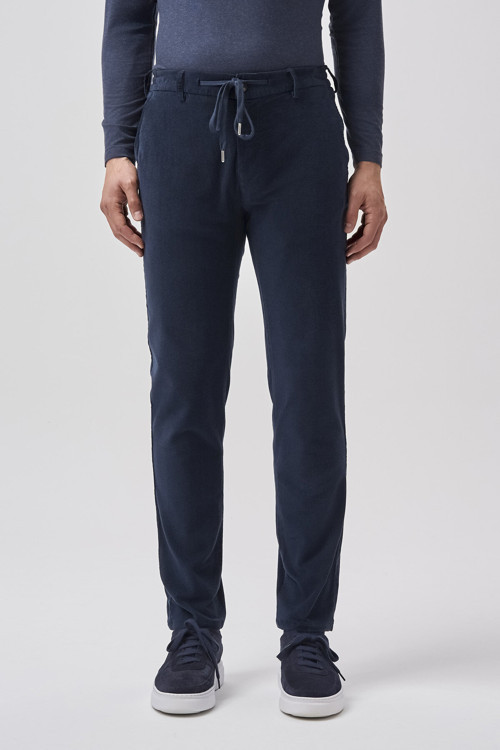 Lacivert Regular Fit Pamuk Kadife Spor Pantolon