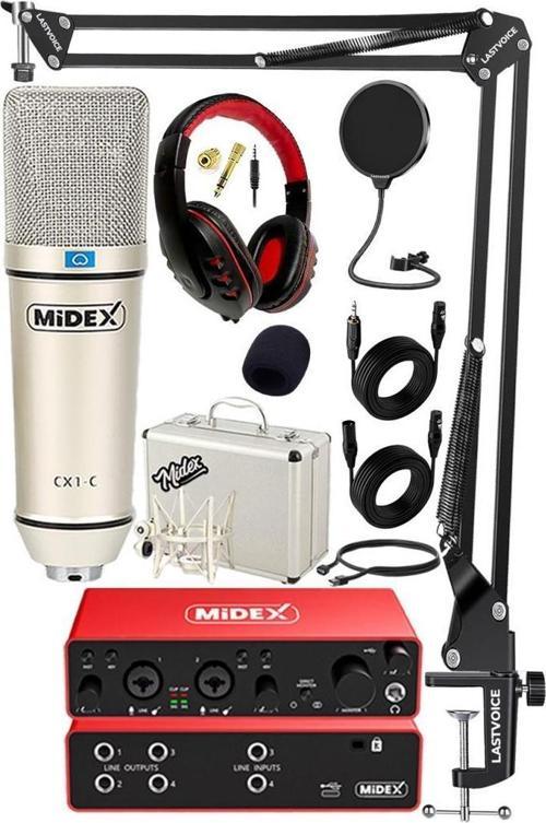 Functional Paket-3 Stüdyo Ekipmanları Mikrofon 4 Çıkış Ses Kartı Full Set
