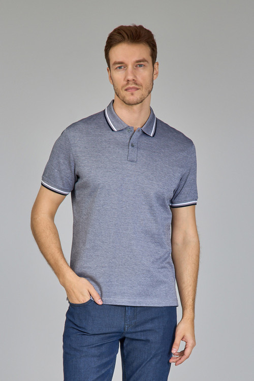 Lacivert Regular Fit Pamuk Supima Gömlek Yaka Cool Touch T-shirt
