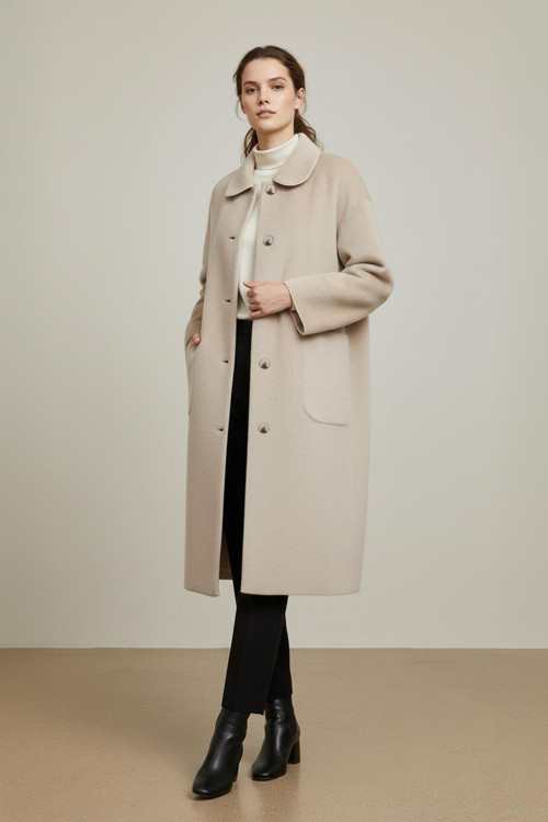 Kadın Düğme ve Cep Detaylı Fox Kaban - 15220KBN - BEIGE