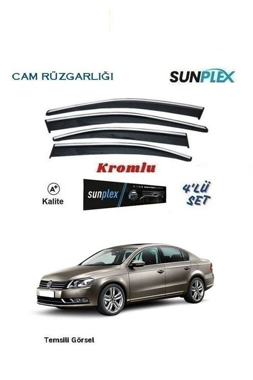VW Passat B7 2011-2014- Kromlu Cam Rüzgarlığı 4 LÜ Sunplex