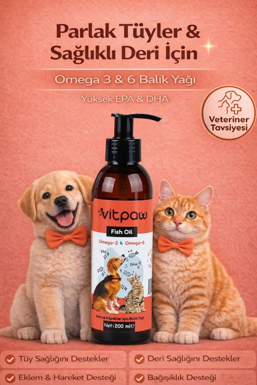 Fish Oil 200Ml – Kedi Ve Köpekler İçin Balık Yağı Omega 3-6 (Epa - Dha) Tüy Ve Bağışıklık Desteği