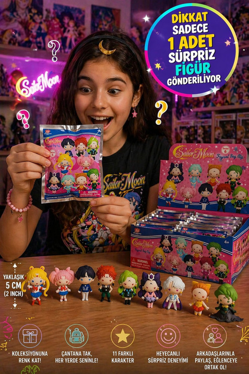 Sailor Moon Seri 6 3D Figür Anahtarlık Sürpriz Paket Monogram Blind Bag Clip - 1 Adet