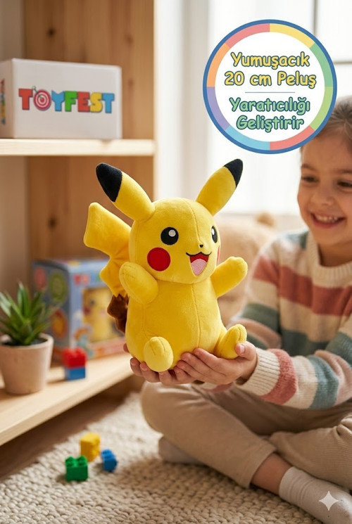 Pokemon Pikachu Peluş Oyuncak Yumuşak Lisanslı Koleksiyon Figür Hediyelik 20 cm