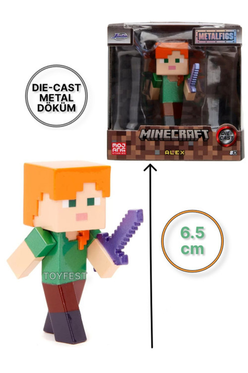 Jada Minecraft Metal Döküm Die - Cast Figür Karakterler - Alex - 6.5 Cm