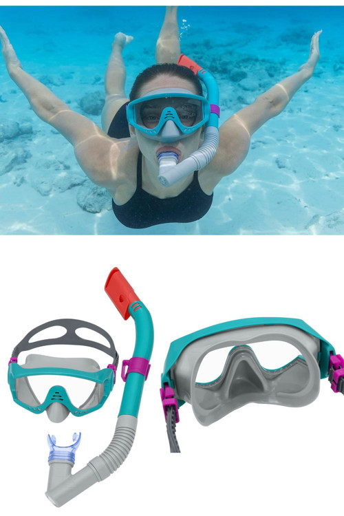 Spark Wave Snorkel Set Dalış Maskesi Deniz Havuz Yüzücü Gözlüğü Gözlük Maske- Yeşil - (14 Yaş Üstü )