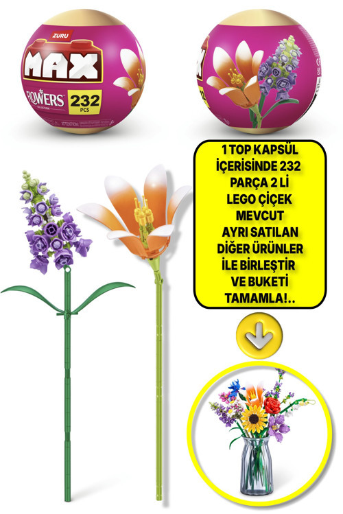 Max Uzun Yapı Blok Setli Çiçekler (Zambak Ve Sümbül) - Lütfen Dikkat 1 Adet Top Paket Gönderiliyor!