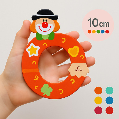 Palyaçolu Ahşap O Harfi - Renkli ve Eğlenceli Tasarım (10 cm)
