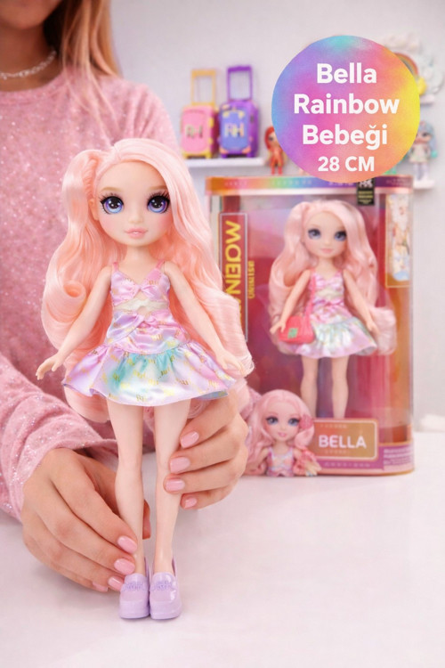 Rainbow High Bella Pembe Moda Bebek 28 Cm Hareketli Eklemli Şık Elbiseli Çantalı Oyuncak Kızlar Set