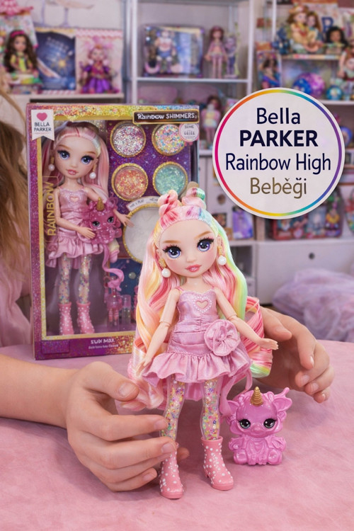Rainbow High Bella PARKER Rainbow Shimmers Slime Kitli 28 Cm Bebek Figürü Evcil Lamalı Oyuncak