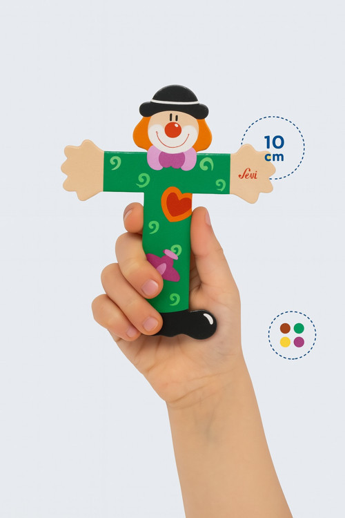 Palyaçolu Ahşap T Harfi - Renkli ve Eğlenceli Tasarım (10 cm)