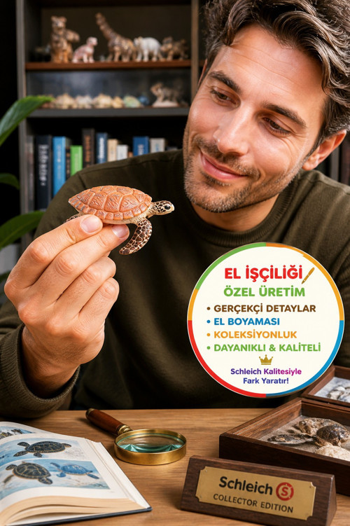 Schleich El İşçiliği Hawksbill Deniz Kaplumbağası Figürü Gerçekçi Oyuncak 6.5 cm