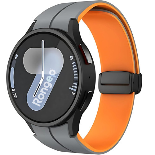 ile Uyumlu Loop 20mm Kordon Watch 7/6/5/4 Serisi için Watch 7 Kordon (40mm/44mm) Watch 6/4 Classic (47/43/42mm) Watch 5 Uyumlu (Gri-Turuncu)