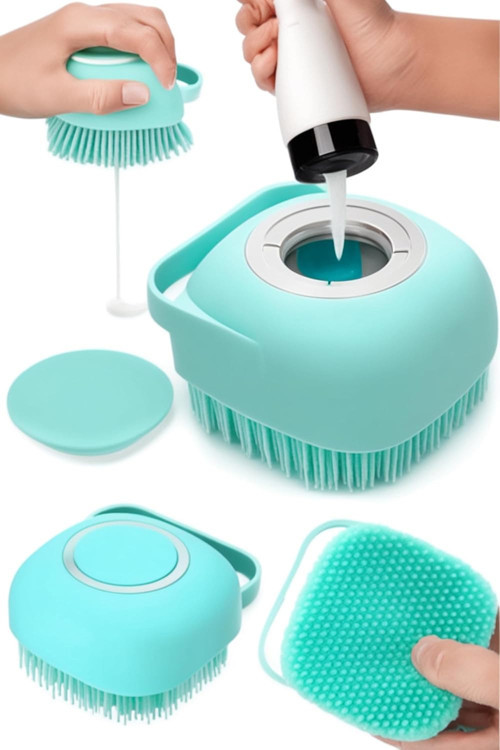Şampuan Hazneli Silikon Lifi Peeling Etkili Masaj Fırçası Derinlemesine Temizlik Ölü Deri Arındırma İçin Cilt Bakım Aleti