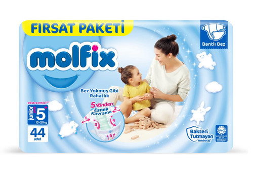 Bebek Bezi 3D Juniorplus 5+ Beden Fırsat Paketi 44 Adet