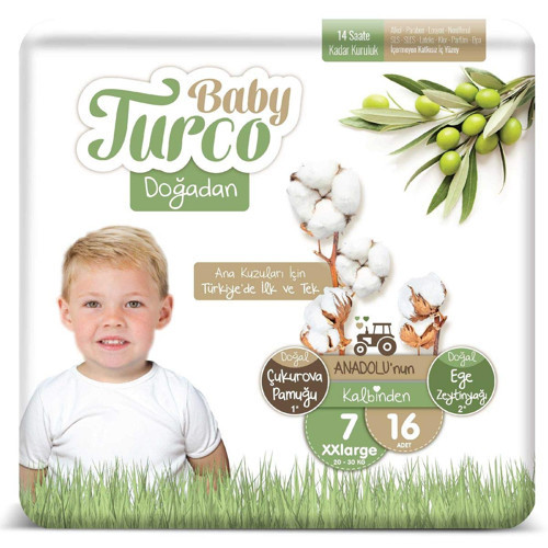 Turco Doğadan 7 Beden XXlarge Bebek Bezi (1 x 16 Adet)
