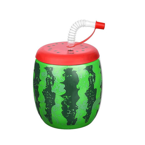 Marka Karpuz Desenli Pipetli Bardak, 900 ml Kapasiteli, Çok