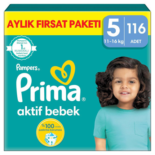 Bebek Bezi Aktif Bebek 5 Beden 116 Adet Junior Aylık Fırsat Paketi