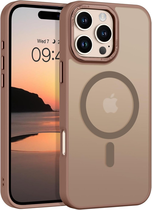 iPhone 16 İçin Telefon Kılıfı Magsafe ile Uyumlu Kamera Korumalı Şeffaf Görünümlü Telefon Kılıfı (çöl)