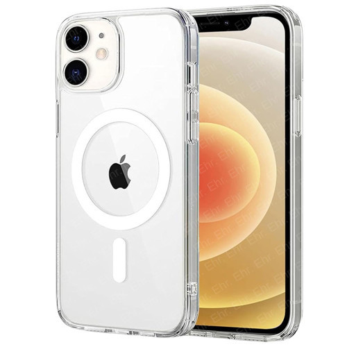 iPhone 12 Mini için Kılıf Kamera Korumalı Magsafe ile Uyumlu Wireless Şarj Özellikli Şeffaf Kılıf (Şeffaf, iPhone 12 Mini)