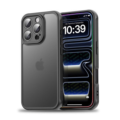 iPhone 16 için MattCover Serisi Arkası Polikarbonat Kenarları Silikon Köşeleri Güçlendirilmiş Kamera Korumalı ince Silikon Kılıf (Düz, 16 )