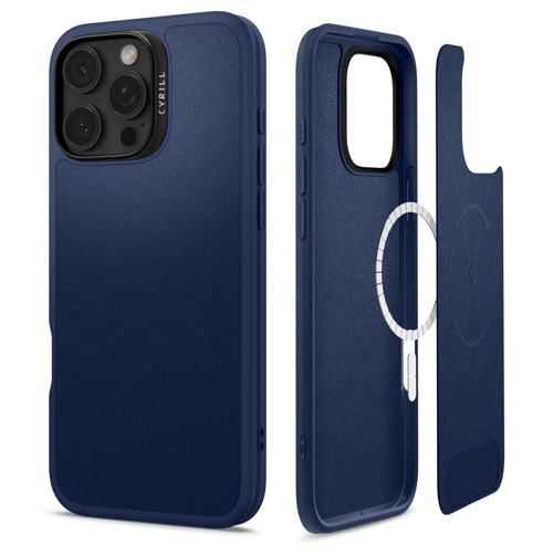 Ciel iPhone 16 ile Uyumlu MagSafe Kılıf Kajuk Mag Hava Kanalı Teknolojisi™ Askeri Sınıf Koruma Navy Vegan Deri Kapak - ACS08399