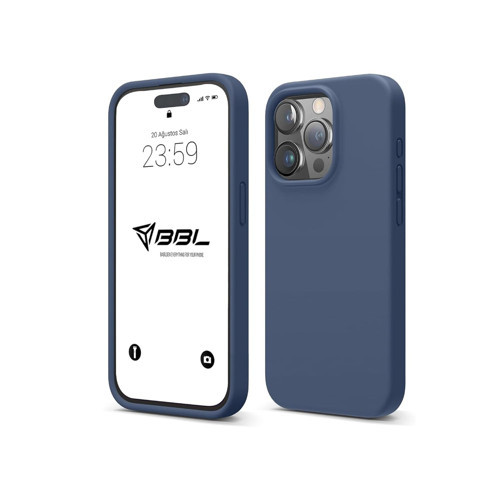 iPhone Kılıf İnce Sıvı Silikon 3 Katmanlı Tam Kaplamalı Yumuşak Jel Kauçuk Kılıf Kapak, Açık Lacivert (iPhone 11 5)