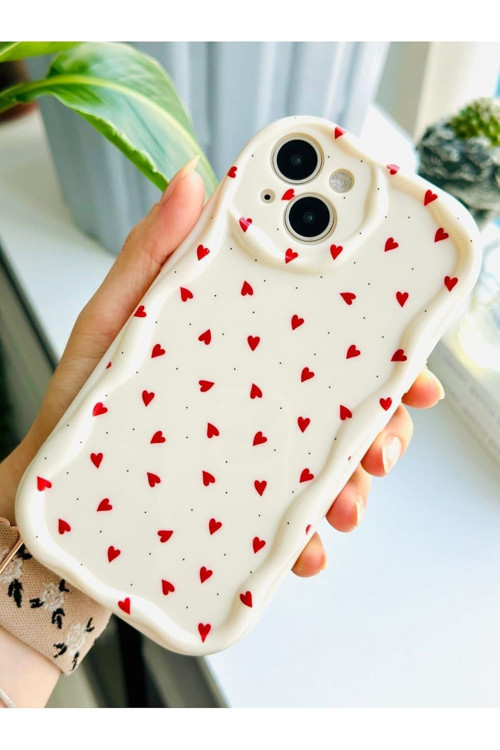 Iphone 13 14 ile Uyumlu Kalpler Baskı Desenli Silikon Kılıf