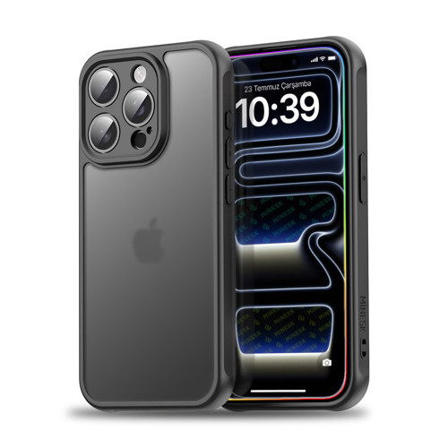 iPhone 15 için MattCover Serisi Arkası Polikarbonat Kenarları Silikon Köşeleri Güçlendirilmiş Kamera Korumalı ince Silikon Kılıf (Düz, 15 )