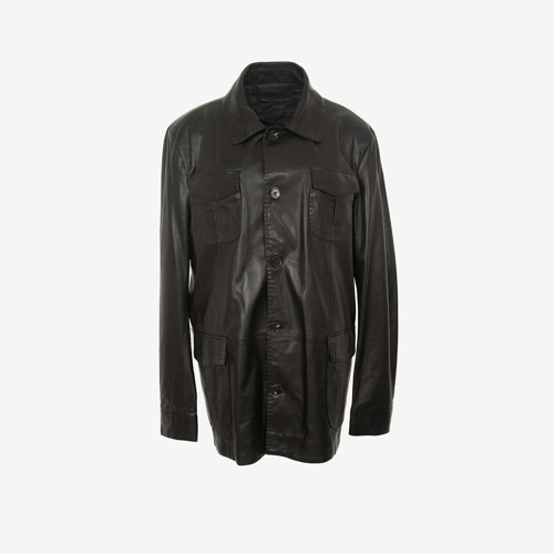 Erkek Gömlek Yaka Dört Cepli Düğmeli Safari Deri Mont O-2207