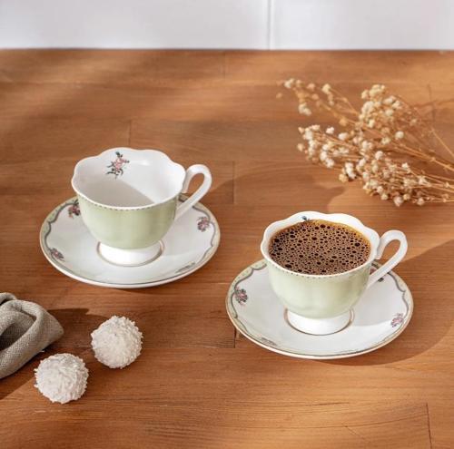 Romantic Yeşil 2 Kişilik Kahve Fincanı Takımı 90ML