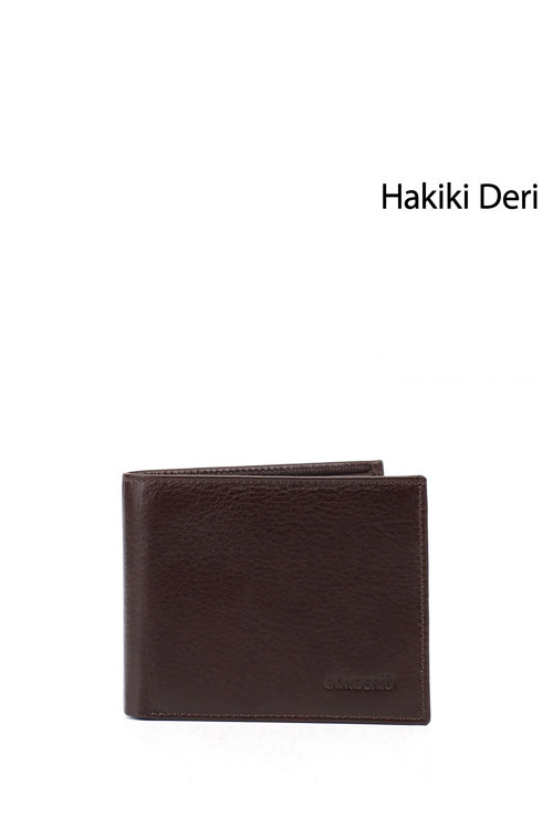 Erkek Kahverengi Hakiki Deri Yatay Cüzdan